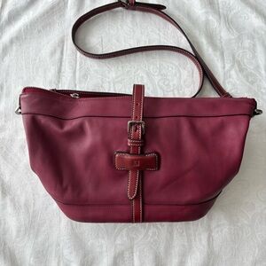 Authentic Loewe Burgundy Leather Two Way Shoulder Bag
